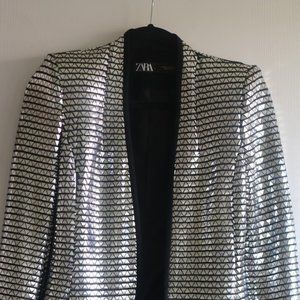 ZARA Metallic Silver Blazer (New)